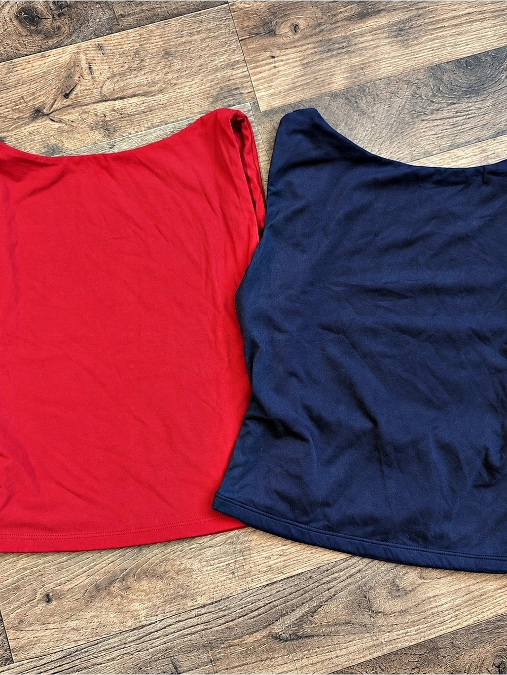 QINSEN Scoop Neck Tank Tops 2-Pack Red & Blue XS